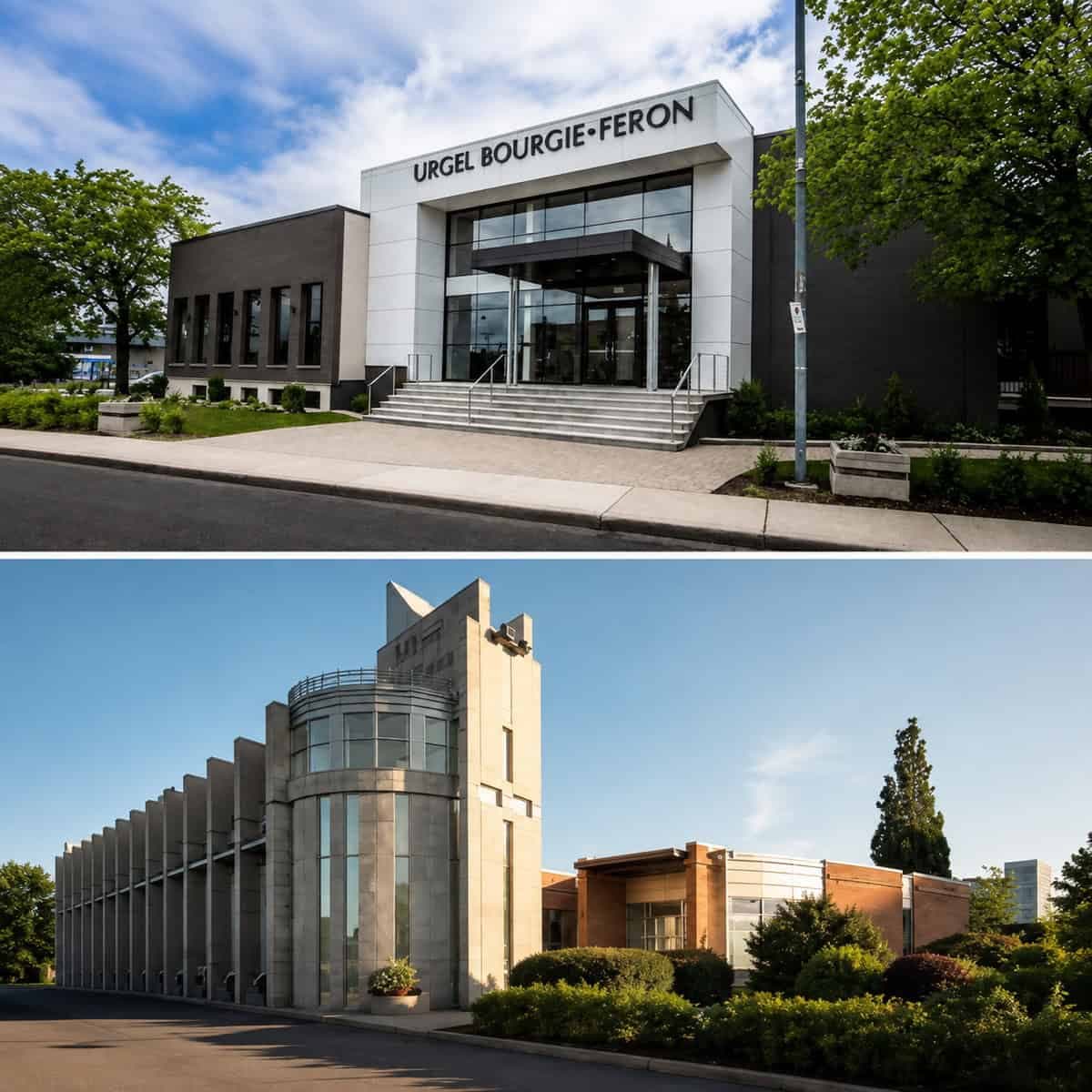 Collage of Yves Légaré and Urgel Bourgie funeral homes in LaSalle