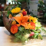 Autumn Flowers Cornucopia Horn