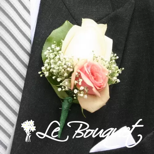 Peaches and Cream Rose Boutonniere