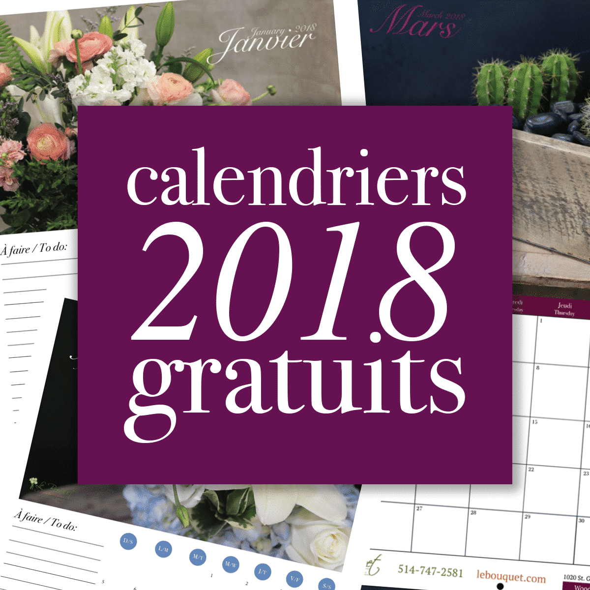 Calendriers 2018 gratuits et imprimables