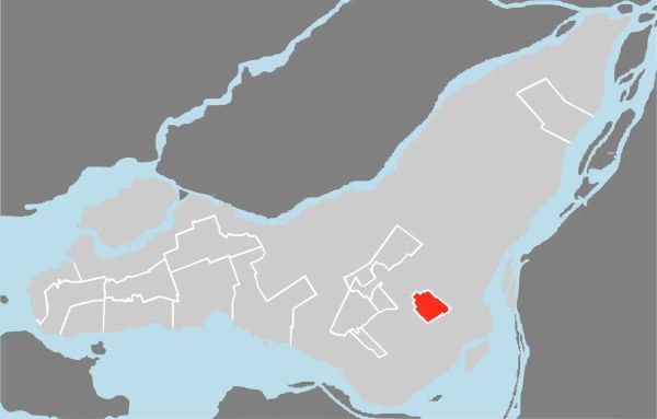 Map highlighting Westmount within Montreal