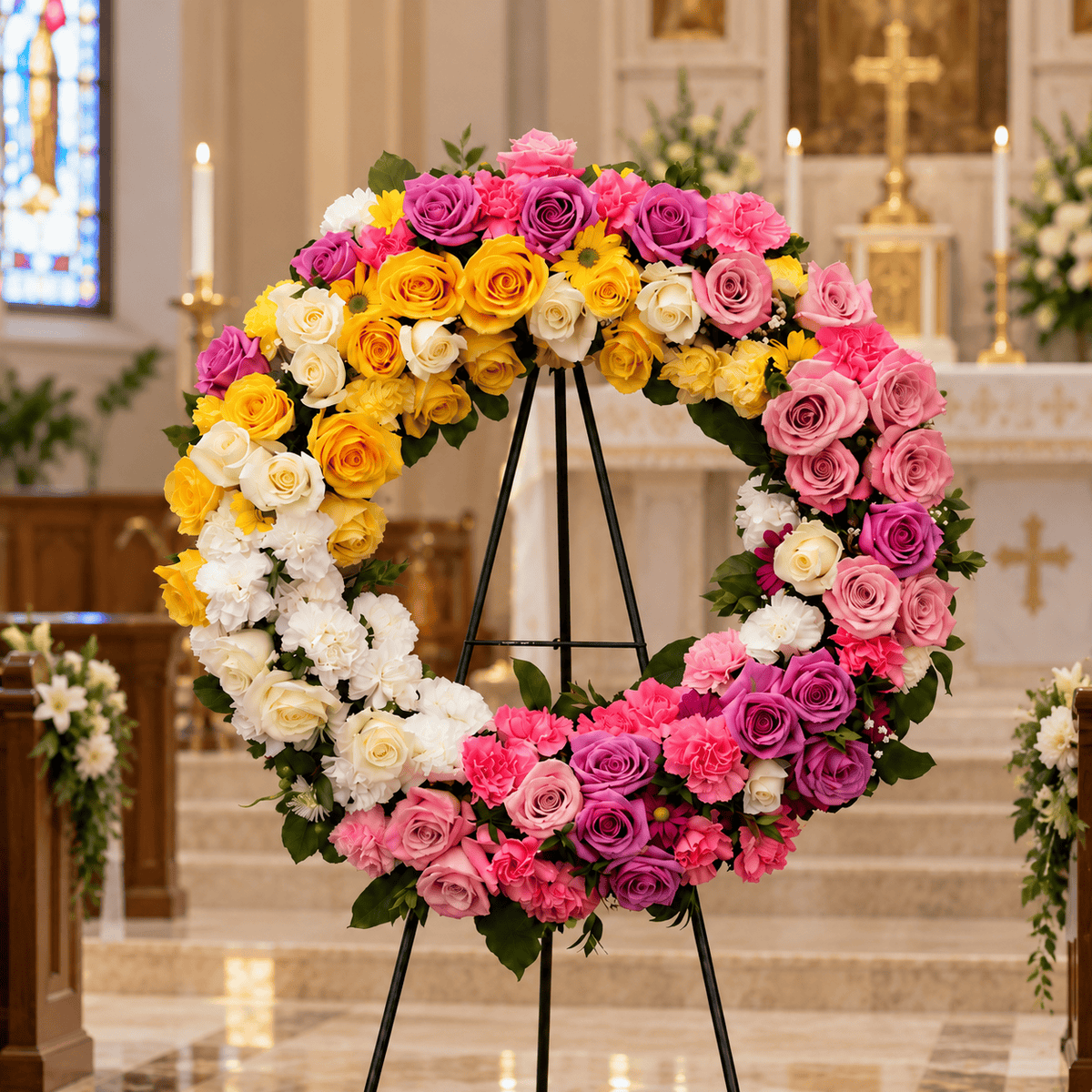 Vibrant Sympathy Rose Wreath
